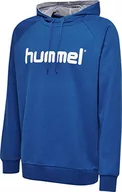 Bluzy męskie - Hummel Hmlgo Cotton męska bluza z kapturem, z logo, niebieski, xxl - miniaturka - grafika 1