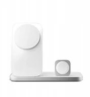 Ładowarki do telefonów - NOMAD Stand One Max - bezprzewodowa ładowarka Qi2, 25W do trzech urządzeń kompatybilna z MagSafe, 4 gen. silver NM014506858 - miniaturka - grafika 1