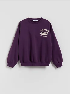 Reserved - Bawełniana bluza z nadrukiem - ciemnofioletowy - Bluzki dla dziewczynek - miniaturka - grafika 1