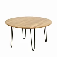 Ławy i stoliki kawowe - Dębowy stolik okrągły, Iron Oak. Stolik industrialny, metalowe nogi, drewniany blat - miniaturka - grafika 1