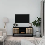 Szafki RTV - Szafka pod TV, czarna, 105x30x45 cm, materiał drewnopochodny Lumarko! - miniaturka - grafika 1