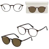 Okulary korekcyjne, oprawki, szkła - Okrągłe okulary pod korekcję z polaryzacyjną nakładką przeciwsłoneczną CLIP-TRC-192A-2 - miniaturka - grafika 1