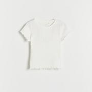 Koszulki dla dziewczynek - Reserved - T-shirt w prążek - Kremowy - miniaturka - grafika 1