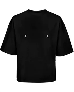 Czarny t-shirt relaxed z haftem silver - Koszule damskie - miniaturka - grafika 1