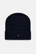 Czapki męskie - Tommy Hilfiger czapka z domieszką kaszmiru kolor granatowy  AM0AM12796 - miniaturka - grafika 1