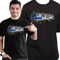 Koszulki męskie - Koszulka Z Nadrukiem Pociąg Parowóz Lokomotywa Pkp Ep09 Xl 3408 Czarna - miniaturka - grafika 1