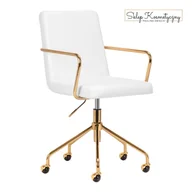 Krzesła i taborety kosmetyczne - Krzesło Kosmetyczne QS-OF211G złoto białe - miniaturka - grafika 1