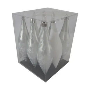 Bombki plastikowe sopelki 14cm 9 szt. biało srebrne - Bombki - miniaturka - grafika 1