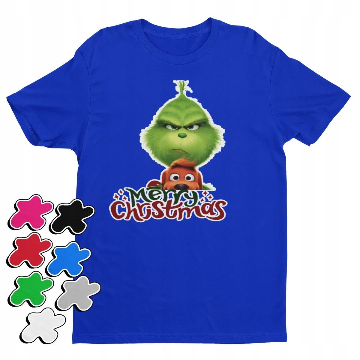 Koszulka T-Shirt Dziecięca Z Nadrukiem Grinch Święta Prezent -M 134-140