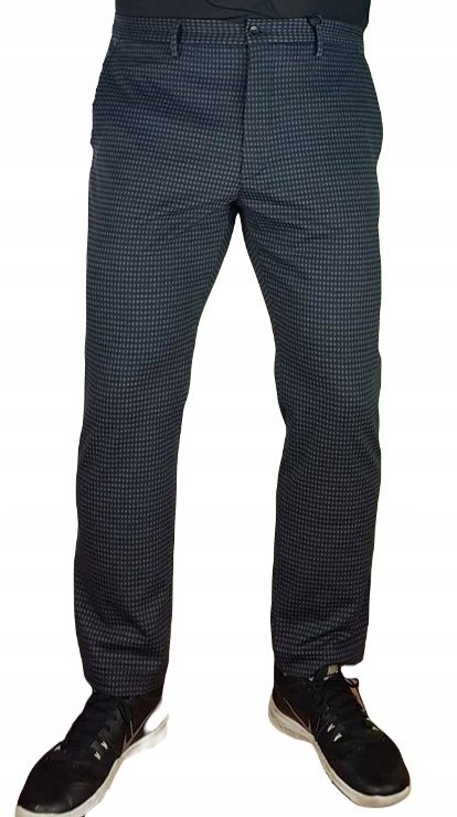 Męskie spodnie Tommy Hilfiger Bleecker MW0MW25836 szare w krateczkę W33/L32