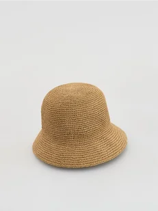 Reserved - Pleciony kapelusz bucket - kremowy - Czapki damskie - miniaturka - grafika 1