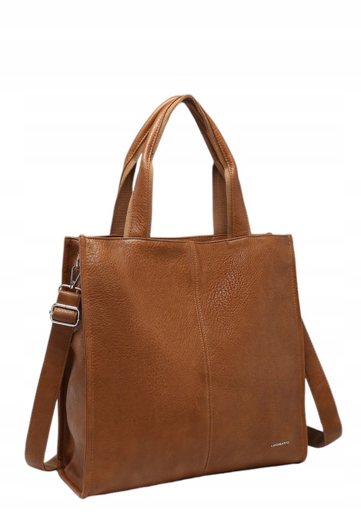 Pojemna Shopperka Torebka Damska Brąz Format A4 LUIGISANTO V6623 Camel