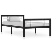 Łóżka - vidaXL Rama łóżka, czarno-biała, metalowa, 90 x 200 cm - miniaturka - grafika 1