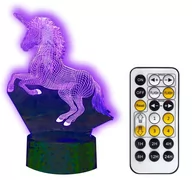 Wyposażenie pokoiku dziecięcego - Lampka nocna 3D LED JEDNOROŻEC UNICORN USB + PILOT RGB - miniaturka - grafika 1