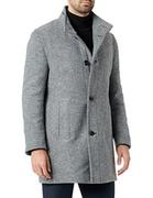 Płaszcze męskie - bugatti Męski płaszcz wełniany, ciemnoszary, 28 duże rozmiary krótki - miniaturka - grafika 1