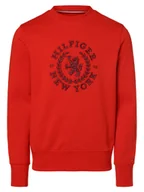 Bluzy męskie - Tommy Hilfiger Męska bluza nierozpinana Mężczyźni Bawełna czerwony jednolity, S - miniaturka - grafika 1