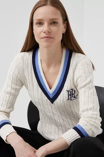 Swetry damskie - Ralph Lauren Lauren Lauren sweter bawełniany damski kolor beżowy - grafika 1