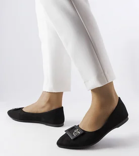 Czarne balerinki zdobione cyrkoniami Fleming -37 - Mokasyny damskie - miniaturka - grafika 1