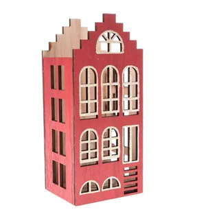 Drewniany świecznik lampion świeca bordo na święta - Świeczniki - miniaturka - grafika 1