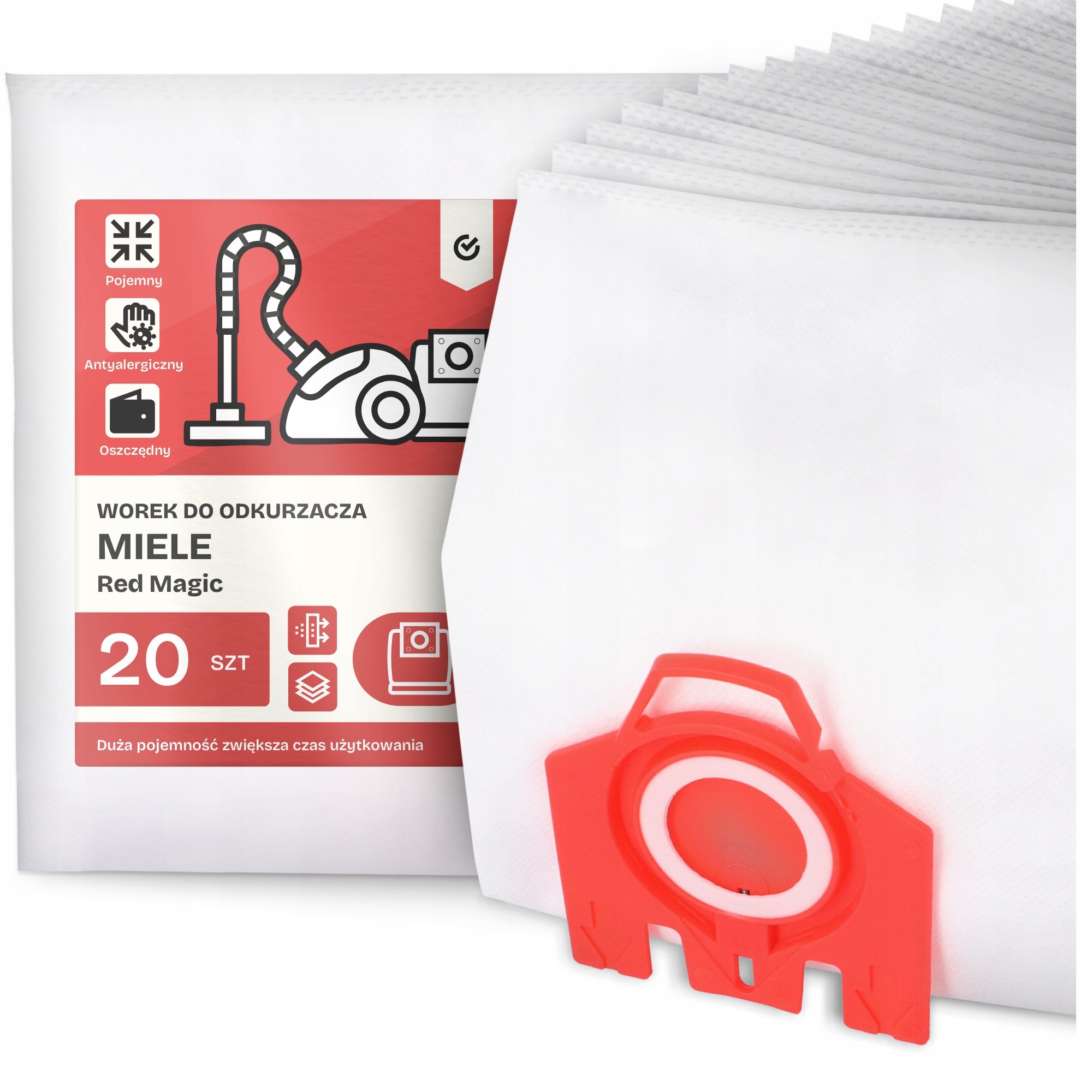 20x Worek do Odkurzacza Miele Red Magic Syntetyczny Duży Torba Worki G9