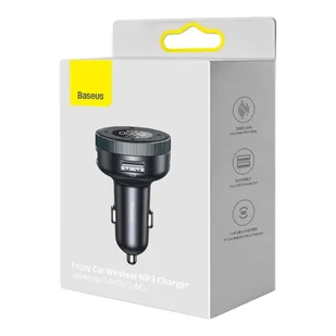 Baseus Enjoy transmiter FM ładowarka samochodowa LED 2x USB / 3,5mm jack bezprzewodowy odtwarzacz MP3 Bluetooth 5.0 3.4A czarny (CCLH-01) - Ładowarki samochodowe - miniaturka - grafika 5