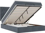 Łóżka - Rama łóżka otomana z materacami, szara, 140x190 cm, aksamit - miniaturka - grafika 1