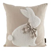 Poszewki na poduszki - Poszewka wielkanocna Zając beżowa 45 x 45 cm - miniaturka - grafika 1