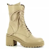 Botki damskie - Beżowe trzewiki na platformie CARINII - Carinii - miniaturka - grafika 1