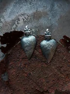 Kolczyki - Srebrne kolczyki / Duże serce z płomieniem - miniaturka - grafika 1