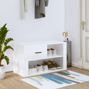 Szafka na buty, wysoki połysk, biała, 80x35x45 cm - Szafki na buty - miniaturka - grafika 1