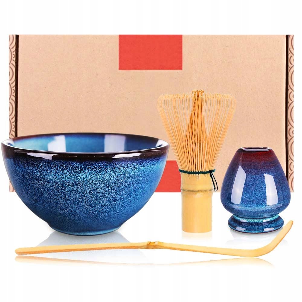 Zestaw prezentowy do herbaty matcha czarka miotełka podstawka łyżeczka