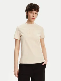 Calvin Klein Jeans T-Shirt J20J225256 Beżowy Regular Fit - Koszulki i topy damskie - miniaturka - grafika 1