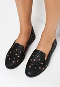 Mokasyny damskie - Czarne Balerinki Telemeni - miniaturka - grafika 1