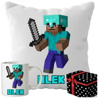 Gadżety dla niej i dla niego - Kubek + Poduszka Minecraft 330ml 40x40cm i Opakowanie Na Prezent Imię - miniaturka - grafika 1