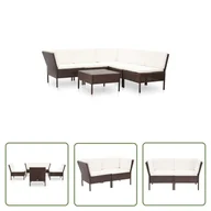 Meble ogrodowe - The Living Store 6-cz. zestaw wypoczynkowy do ogrodu - poduszki - rattan PE - brąz - Sofa Ogrodowa I Stolik - miniaturka - grafika 1