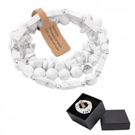 Bransolety męskie - Zestaw 3 Bransoletka Męska 5-8 mm Kamień Natural Biały Howlit White Howlite - miniaturka - grafika 1