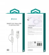 Kable USB - Devia Kabel USB Devia lightning micro 1m biały BRA006015 - miniaturka - grafika 1