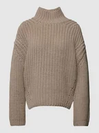 Swetry damskie - Sweter wełniany o kroju oversized z imitacji dzianiny - miniaturka - grafika 1