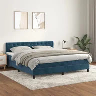 Łóżka dla dzieci i młodzieży - Łóżko kontynentalne z materacem, ciemnoniebieskie, 160x200 cm Lumarko! - miniaturka - grafika 1