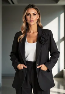 Marynarka z różą - Marynarka damska oversize - Czarna M1153 r. S/M - Marynarki i żakiety damskie Marynarka z różą - Marynarka damska oversize - Czarna M1153 r. S/M - Marynarki i żakiety damskie - miniaturka - grafika 1