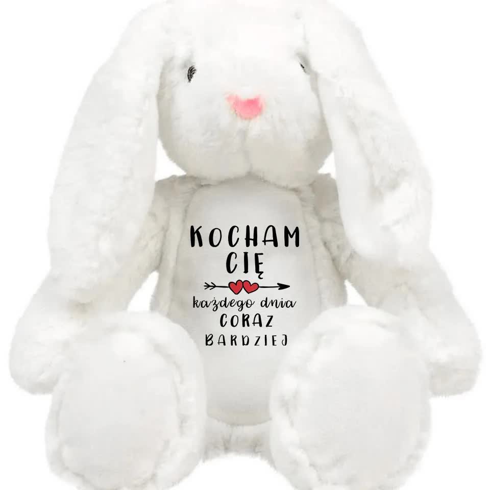 PRZYTULANKA KRÓLIK BIAŁY Kocham Cię Coraz Bardziej PREZENT WALENTYNKI Wzory