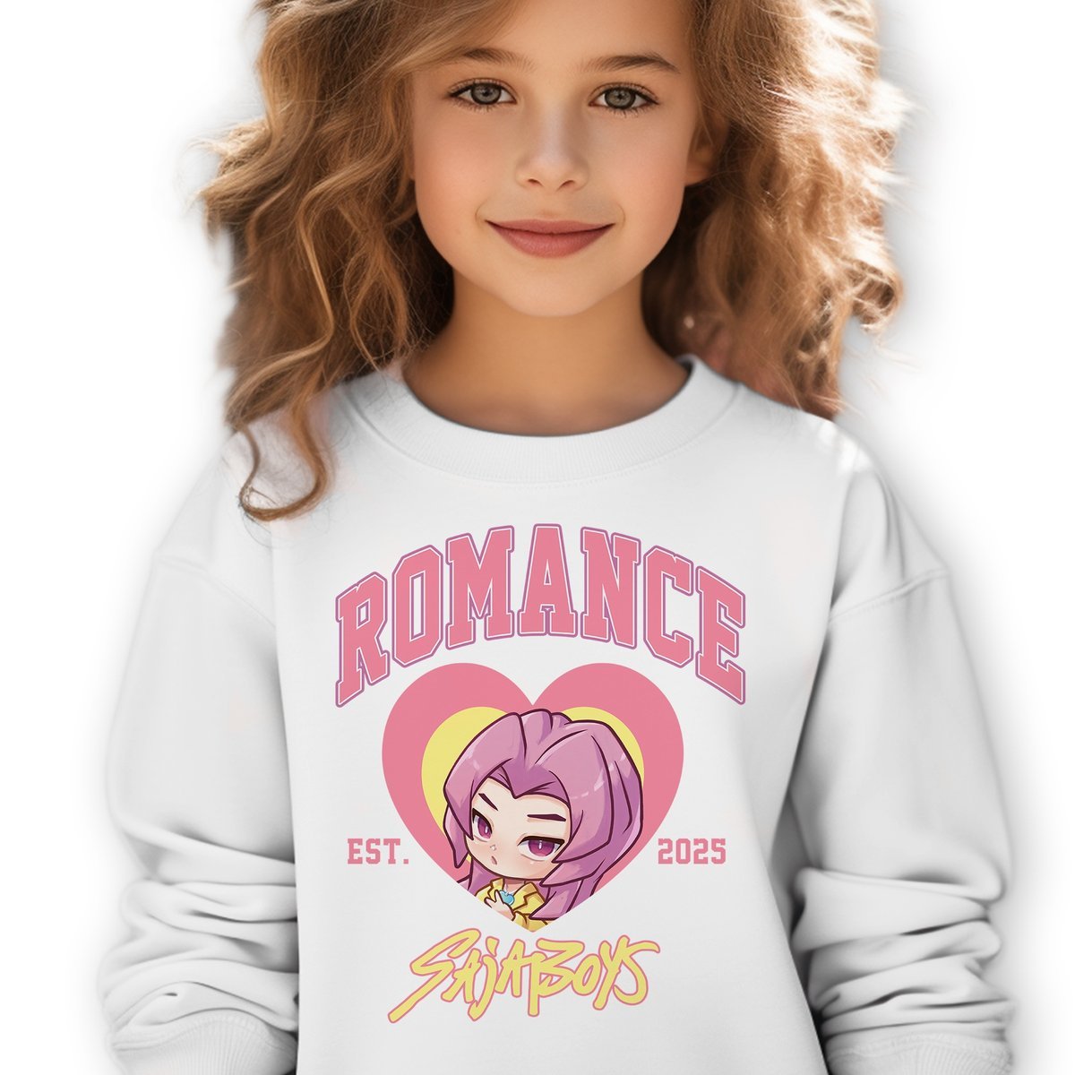 Bluza Dziecięca Biała ROMANCE SAJABOYS Do Szkoły K-pop Muzyka Wz - 116 cm