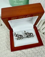 Spinki do mankietów i krawatów - SŁONIE SPINKI DO MANKIETÓW koszuli prezent słoń - miniaturka - grafika 1