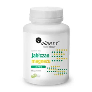 Jabłczan magnezu 100 mg z B6 (P-5-P) Aliness - 100 kaps. VEGE - Witaminy i minerały - miniaturka - grafika 1