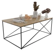 Ławy i stoliki kawowe - Industrialny stolik kawowy z czarnym stelażem czarny + dąb artisan T5-Z51 - miniaturka - grafika 1