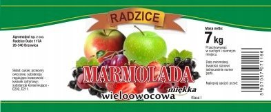 Marmolada wieloowocowa MIĘKKA BRIX 54 wiadro 7kg Przetwórnia Radzice