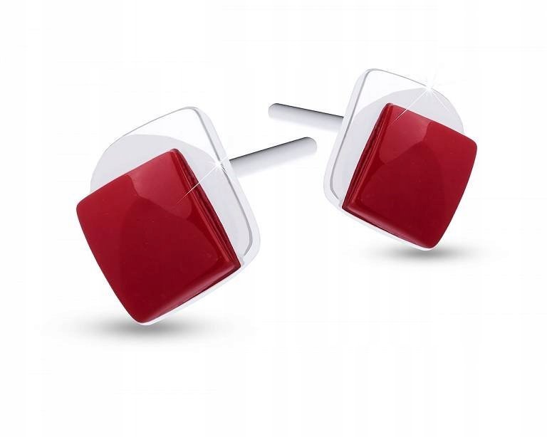 Kolczyki Srebrne Sztyfty z Czerwonym Koralem pr.925