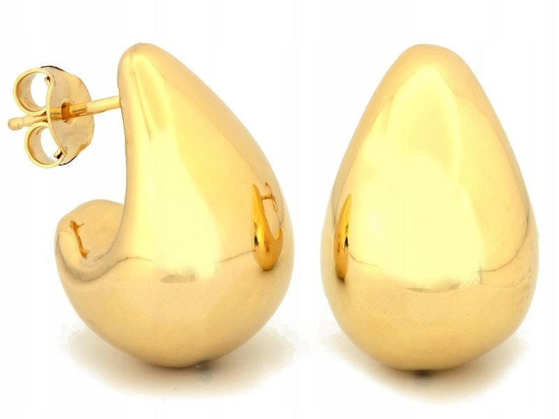 Efektowne kolczyki srebrne 925 pozłacane modne krople na sztyfcie preznet s