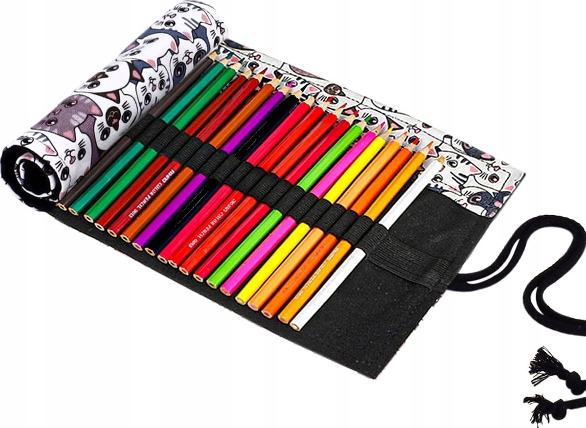 ETUI 46X20CM 40 MIEJSC ORGANIZER NA KREDKI DŁUGOPISY PŁÓCIENNY ROZWIJANY