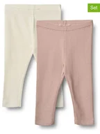 Spodenki dla niemowląt - Wheat Legginsy (2 pary) "Jules" w kolorze kremowo-jasnoróżowym - miniaturka - grafika 1